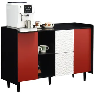 Urban Meuble Sideboard Modernes Design Mehrfarbig 120/40/80 cm , Schwarz, Weiß, Rot , Holzwerkstoff , Rechteckig , 40x80x120 cm , Kleinmöbel, Kommoden, Sideboards