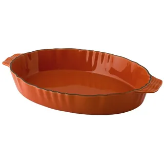 Backform Aus Steingut Oval mit Griff Orange CM 31 Habi