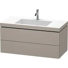 Duravit L-Cube Möbelwaschtisch c-bonded mit Unterbau wandhängend, 100x48 cm, 2 Schubkästen, ohne Überlauf, 1 Hahnloch, Farbe: Terra Matt