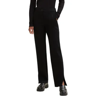 TOM TAILOR Damen Stoffhose mit Schlitz 1034542, 14482 - Deep Black, 32W / 30L