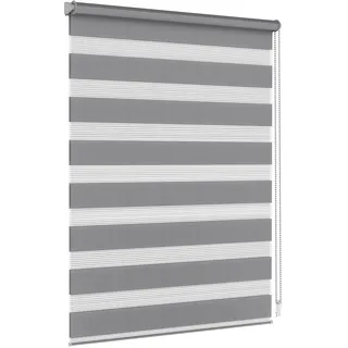 Jalousiescout Doppelrollo Klemmfix ohne Bohren & mit Bohren, 65x130cm Dunkelgrau Rollo Fensterrollo lichtdurchlässig, Sonnenschutzrollo Zebrarollo für Fenster & Türen