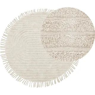 Beliani Halfeti Webteppich 140 x 140 cm Beige