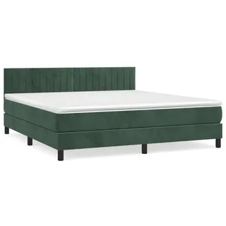 vidaXL Boxspringbett mit Matratze Dunkelgrün 180x200 cm Samt - Grün