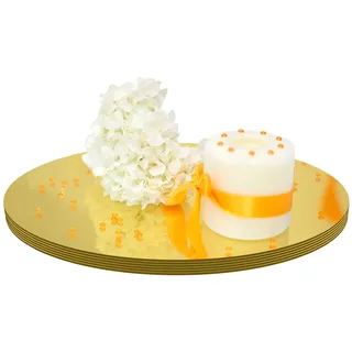 6 Stück 20cm Acryl Spiegelplatte Rund, Runden Kerze Teller Set, Selbstkleber Spiegel Wanddekoration für Badezimmer Küche Wohnzimmer (Golden)