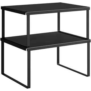 WOLTU Gewürzregal, 2er Set, Küchen Organizer stapelbar, erweiterbar | 22x30x15 cm + 21x30x13 cm, für Arbeitsplatte Schminktisch Küche Arbeitszimmer Badezimmer, aus Metall, Schwarz
