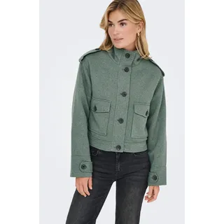 Kurzmantel ONLY "ONLSEDONA LIGHT COLLAR JACKET OTW CC", Damen, Gr. M, grün (balsam grün detail:melange), Web, Obermaterial: 85% Polyester, 15% Baumwolle, meliert, regular fit, Mäntel Kurzmantel