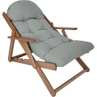 HOMCOM Sessel Klappbarer und verstellbarer Loungesessel aus Holz. Bequemer Relaxsessel mit dick gepolstertem Kissen – Abm. 71 B x 89 P x 96 H cm - Grau