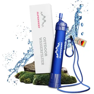 ALPENWERT Wasserfilter Outdoor - Trinkwasserfilter für 4000 Liter gefiltertes Wasser - Trinkwasseraufbereitung die 99,99% aller Keime und Bakterien abtötet