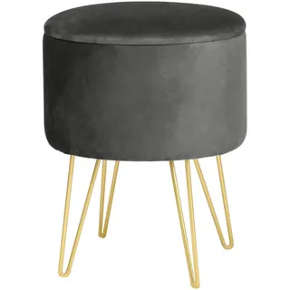 akord furniture factory Pouf AKORD LILI aus Samtstoff mit Stauraum 35 x 45 x 35 cm Grau
