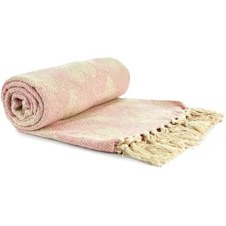 Emma Barclay Herz-Überwurf aus recycelter Baumwolle mit Herz-Design, 178 x 254 cm, Rosa