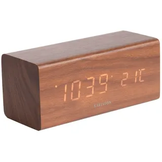 Karlsson Wecker Block - Dunkles Holz - 16x7,2x7cm | Rechteck - skandinavisch - Holzfurnier - Wecker für Schlafzimmer