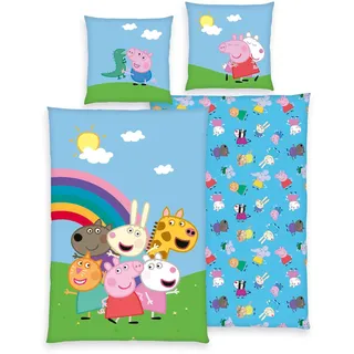 Herding Peppa Pig Kinderbettwäsche 80x80cm, 135x200cm - mehrfarbig - 80x80/135x200cm