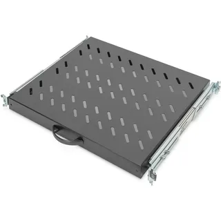 Digitus Ausziehbarer Fachboden - 19-Zoll - 1HE - Befestigung Vorne & Hinten - Traglast 25 kg - Für Netzwerkschänke & Serverschränke - Ab 600 mm Schranktiefe - Schwarz