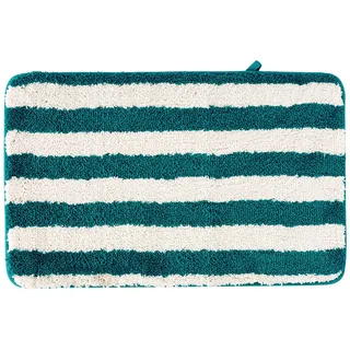 MSV Badteppich Badematte Badvorleger Duschvorleger Mikrofaser Hochflor flauschig 50x80 cm, Weiß/Blau/Türkis