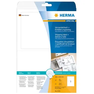 Herma Adressetiketten 8316 Weiß 182 x 130 mm 25 Blatt 25 St.