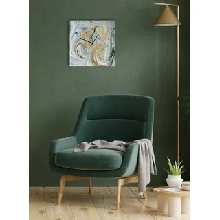 queence Wanduhr »Marmor, Blattgold Applikationen« Uhr, geräuschlos, gold, Blattgold, handarbeit, Marmor, schwarz