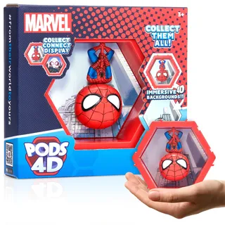 WOW! PODS 4D Marvel Spider-Man, Einzigartige, miteinander verbundene Sammelboble-Kopf-Figur, die aus ihrer Welt in Ihre, ausbricht,Wand oder Regalanzeige, Marvel Spielzeug und Geschenke