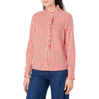 VERO MODA Damen VMLIZETTE L/S Regular Shirt D2-3 Bluse, per Pack Mehrfarbig (Snow White Stripes: Poppy RED), 36 (Herstellergröße: S)