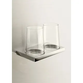 Keuco Doppel Zahnputzbecher-Halter, mit 2 Glasbechern, Wandmontage, Edition 11