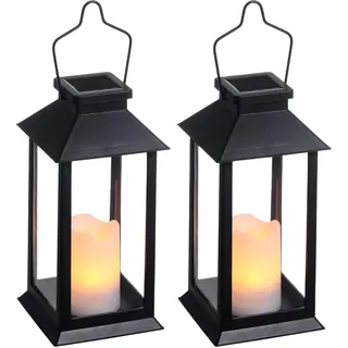 Solar Laterne für außen, Tomshine 2er Hängend Solarlaterne mit LED Kerzen Lichteffekt, Solarlampe Solarleuchte Gartendeko Solar Gartenlaterne dekor