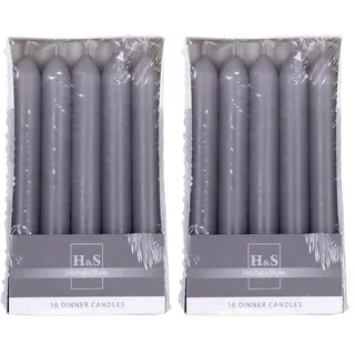DONAU HOME Set Glatte Stabkerzen/Graphit / 10 Stück im Karton / 17 x Ø 2 cm Unparfümiert/Zylindrische/Tafelkerzen zur Dekoration im Wohnzimmer, Bad / 6 Stunden Brenndauer/Leuchterkerzen