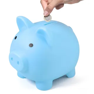 Glücksschwein Sparschwein für Kinder, Stoßfeste Kinderspardose für Kleingeld Ermutigt Kinder zum Sparen, Niedliches Sparschwein, Geburtstagsgeschenk Lustig für Mädchen Jungen, Süße Dekoration (Blau)