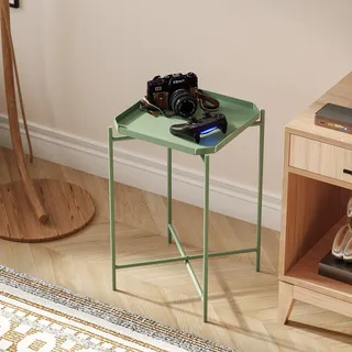 Hanah Home Stylish Green Metal Coffee Table, 46 x 56 x 46 cm | 100% Durable Metal Construction, Lightweight at 3.11 kg | Perfect for Modern Living Spaces