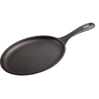 Victoria 37345 Gusseisen Fajita Pfanne Induction 25cm Feuer, Grill Cast Iron Skillet ohne PTFE Schwarz