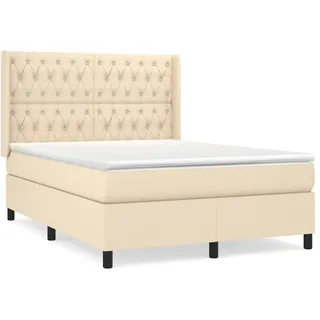 vidaXL Boxspringbett mit Matratze Creme 140x190 cm Stoff - Creme