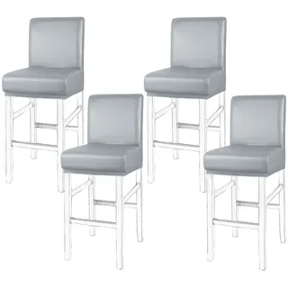 PiccoCasa Barhockerbezüge, wasserdicht, für Zuhause, Küche, Esszimmer, Kneipentheke, PU-Leder, weich, abnehmbar, Stuhlbezug, Schonbezug, Grau, 4 Stück