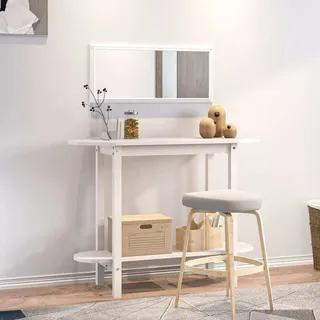 The Living Store Konsolentisch Weiß 110x40x80 cm Massivholz Kiefer - Weiß