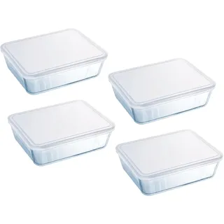 Pyrex Cook&Freeze Set mit 4 rechteckigen Behältern, 4 x 1,5 l, personalisierbar, transparent