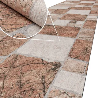 ANRO Küchenläufer Teppich Läufer Küchenteppich Flur Läufer Küche awaschbar pflegeleicht Granit 240x65cm