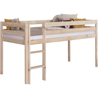 TICAA Hochbett Malte 90 x 200 cm Kiefer massiv weiß beige