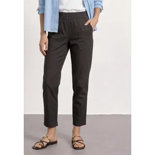 Chinohose STREET ONE, Damen, Gr. 44, Länge 28, schwarz (deep earth (länge 28)), Web, Obermaterial: 66% Baumwolle, 30% Polyester, 4% Elasthan, unifarben, slim fit lang, Hosen Chinohose, Slim Leg Chino mit Elastikbund, Topseller