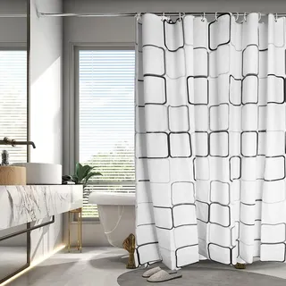 XRVRILE Duschvorhang, Shower Curtain Duschvorhang 200x200 Anti Schimmel PEVA Wasserdicht Waschbar, mit 12 Ringen und 2 Transparenten Haken für Badewanne Bad Vorhang, Badezimmer
