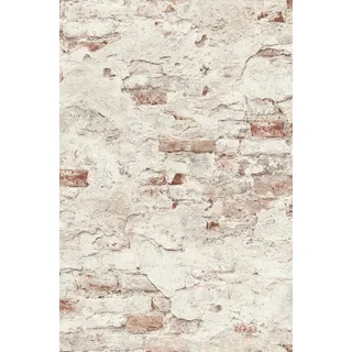 Rasch Textil Rasch Vinyltapete Factory III, Stein-Optik gemustert geprägt, rot