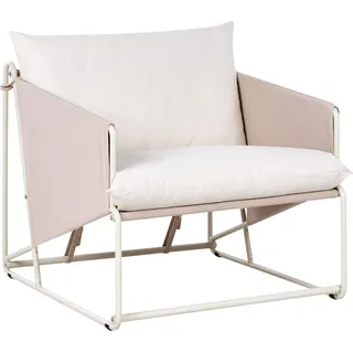 BELIANI Gartensessel Taupe Metall mit Armlehnen Kissen Niedrig Extra Breite Sitzfläche Modernes Design Outdoor Indoor Garten Terrasse - Beige, Grau