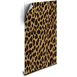 ANBILILA Selbstklebende Tapete, Gold Leopardenmuster Rosen Abziehen und Aufkleben Kontaktpapier, 44x600CM Floral Animal Print Nahtlose Patchwork Abziehbare Tapete Dekofolie für Wandtattoo