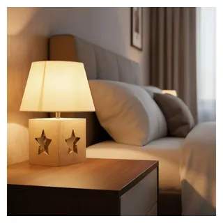 levandeo Nachttischlampe Holz Braun