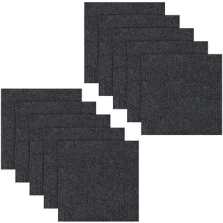 LUPATDY 10 Stück Teppichfliesen 50x50cm Bodenbelag Selbstklebend - 2.5m2 Filz Selbstklebendes Antistatisches Band Rutschfestes Quadratischer Teppich für Büro, Haus Gewerbe (Dunkelgrau)