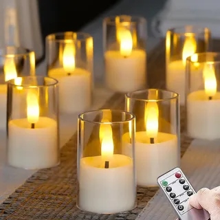 Zevanor Flammenlose kleine LED-Kerzen, Acryl batteriebetrieben 4,3 cm x 6,5 cm mit Fernbedienung und Timerfunktion, weiß flackernd warmes Licht Set von 8 elektrisch langlebig