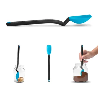Dreamfarm Mini SUPOON Silikon Kochlöffel | Blau | Flexibler Kochlöffel Kunststoff | Einfaches auskratzen und abmessen von Zutaten | Hitzebeständig bis 250°C | Spülmaschinenfest | BPA frei