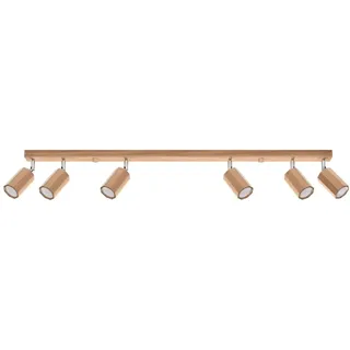 Sollux Lighting Deckenlampe Holz Eiche Farbe achteckig Design minimalistisch modern für Schlafzimmer Wohnzimmer skandinavischer Stil GU10 A++-E 120/5/20cm 6x Leuchtmittel Zeke 6