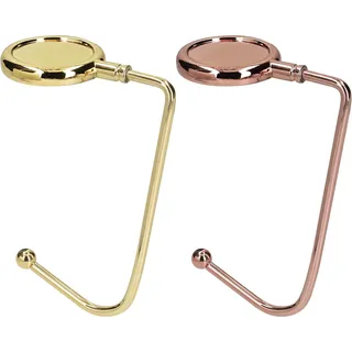 kwmobile 2X Tisch Handtaschenhalter Haken - Antirutsch Taschenhaken Halterung Handtaschen - Taschenaufhänger Halter in Gold Rosegold