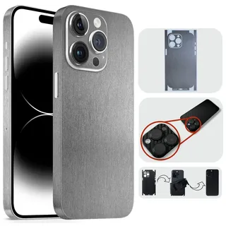 TF Skins kompatibel mit iPhone 15 Pro, Skin Schutzfolie mit 360° Schutz, super dünn und resistent (Brushed Titanium)