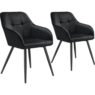 Tectake Esszimmerstuhl Marilyn gepolstert Polyester schwarz 2er Set