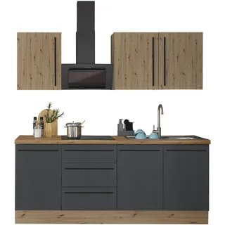 kochstation Küchenzeile Florida 210 cm schwarz