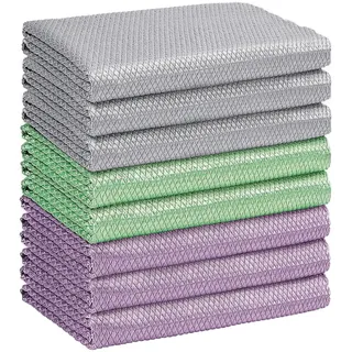 HOMEXCEL Mikrofaser-Glasreinigungstücher, 8 Stück, 30 x 30 cm, fusselfreies Tuch zum Reinigen von Fenstern, Brillen, Spiegeln, Bildschirmen, Edelstahl, hochwertiger Mikrofaser-Glas-und Fensterreiniger