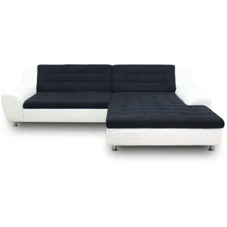 DOMO. collection Ecksofa Morton, Schlafsofa in L-Form, Eckcouch aus Leder mit edlem Microfaser-Polster, Sofa mit Schlaffunktion, Couch, 304 x 200 x 84 cm (BxTxH), schwarz/weiß